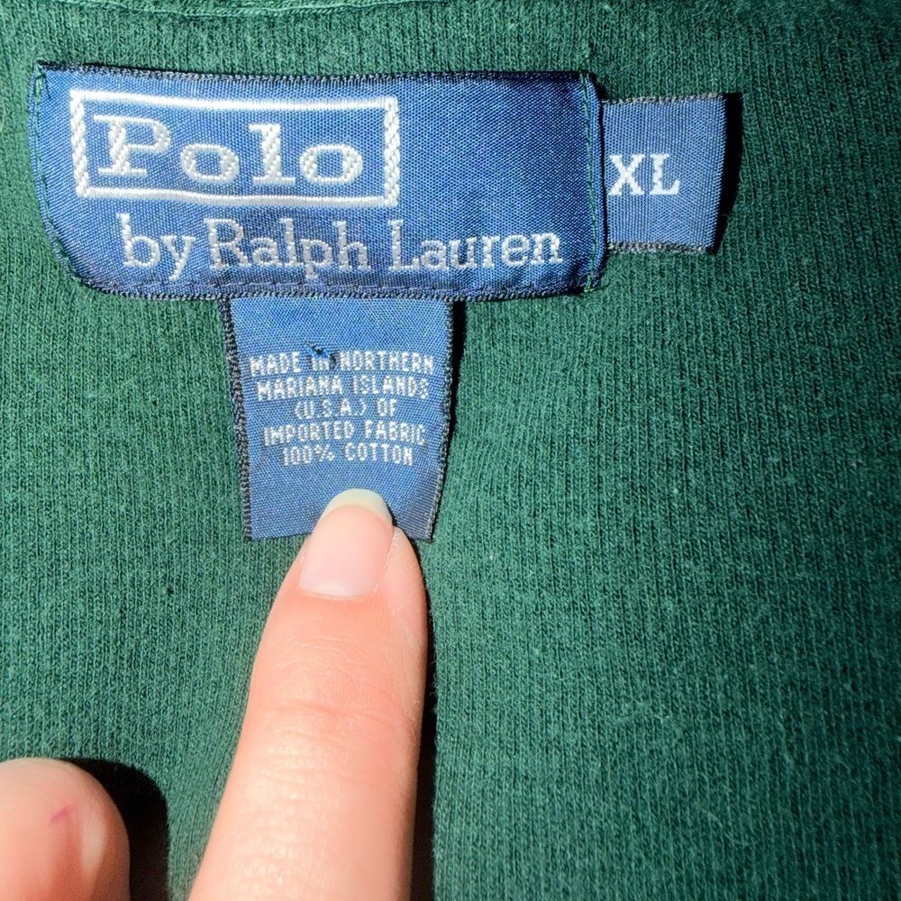 Polo Ralph Lauren 1/4 Zip Sweater Size XL Dark Green Cotton Embroidered Pony - Picture 7 of 8